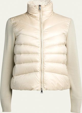 Moncler Lightweight Wool Puffer Cardigan