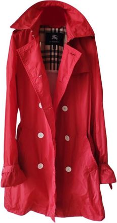 Burberry red double-breasted trench coat