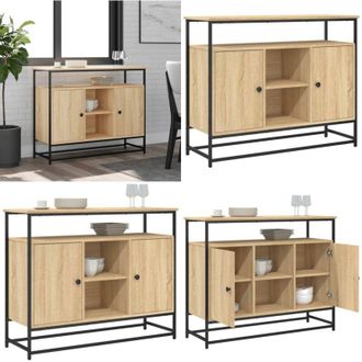 vidaXL Credenza Rovere Sonoma 100x35x80 cm in Legno Multistrato - Credenza in legno multistrato - Credenza in Rovere Sonoma