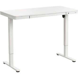 Beliani Scrivania elettrica con funzioni regolabili in altezza per lavorare in piedi o seduti Stile scandinavo 120 x 60 cm Porta USB Gambe e piano bianchi