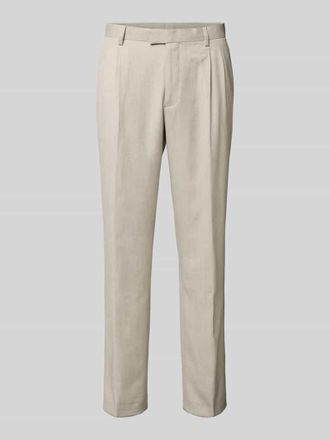 Mc Neal Regular Fit Bundfaltenhose mit Leinen-Anteil in Beige, Gr&ouml;&szlig;e 25