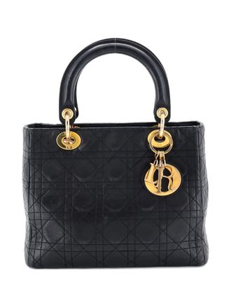 Dior Vintage Lady Dior Bag Cannage Quilt Lambskin Medium satchel - Zwart