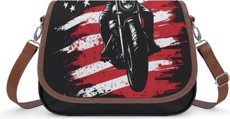 Generic Motorbike Got Dirt U.S. Flag Small Womens Crossbody Bags Shoulder Handbag with Adjustable Strap for Travel