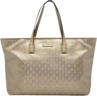 Gucci Pre-owned Canvas Tote Bag - Dames - Vintage Shopper - Beige - ONE Size - Leer - Vintage
