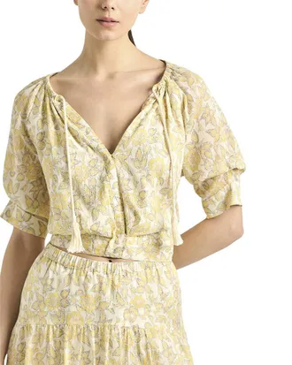 Derek Lam Suri Printed Voile Tuck Front Top