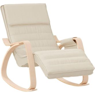 vidaXL Silla mecedora de tela color crema Vidaxl