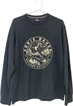 Eddie Bauer Mens Long Sleeve Camp Fleece Graphic Sweatshirt In Gray