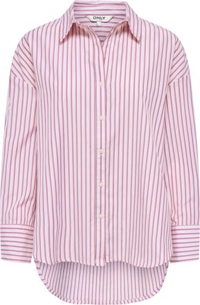 Only Hemdbluse ONLY ONLOREGON ALVA LS REG SHIRT NOOS WVN, Damen, Gr. XS, fuchsia pink stripes:bordeaux, wei&szlig;, Web, Obermaterial: 65% Polyester, 35% Baumwol