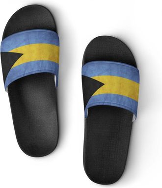 Generic Vintage Style Bahamian Flag Shower Shoes Slipper for Women Men Beach Slippers Quick Drying Non Slip Open-Toe Sandals