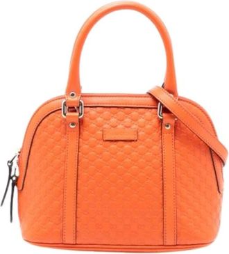 Gucci Pre-owned Handbags, female, Orange, Size: ONE SIZE Pre-owned Satchel