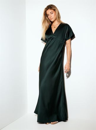 Icone Womens V-neck double-face satin maxi dress