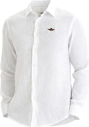 Aeronautica Linnen Overhemd - Heren - Casual Overhemden - Wit - M - Linnen - Overhemden