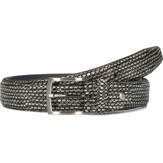 Floris Van Bommel Accessoires, Heren, Grijs, 115 CM, Wol, Grijs Slangenprint Leren Riem