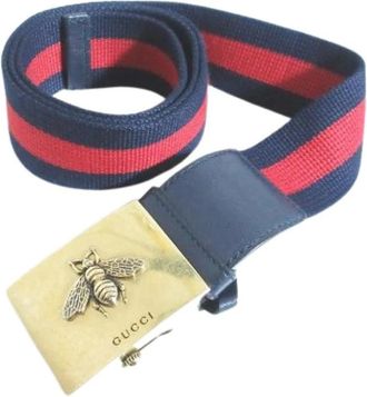 Gucci Pre-owned Belts, female, Blue, Size: ONE SIZE Pre-owned Bee Web Belt