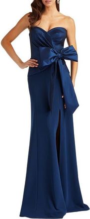 Tadashi Shoji Strapless Stretch Crepe Gown in Navy at Nordstrom, Size 14
