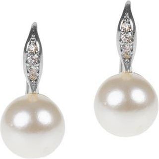 Kenneth Jay Lane Pav&eacute; CZ & Faux Pearl Drop Earrings in White/Clear/Silver at Nordstrom Rack