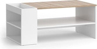 Vicco Tavolino da salotto Wido, Bianco/Sonoma, 100 x 55 cm con ripiani, Vicco