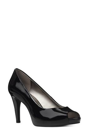 Bandolino Rainaa Peep Toe Pump in Black Patent at Nordstrom, Size 5.5