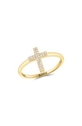 Effy Diamond Cross Ring in Gold at Nordstrom Rack, Size 7
