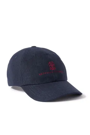 Brunello Cucinelli Logo-Embroidered Linen Baseball Cap