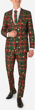 OppoSuits Tartan Tidings Slim Fit Plaid Two-Piece Suit & Tie Set in Green Multi at Nordstrom, Size 48Regular