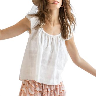 Lilla P Womens Ruffle Sleeve Top In White