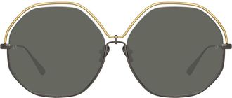 Linda Farrow LORENA LFL1203 C3 Mens Sunglasses Gold Size 63