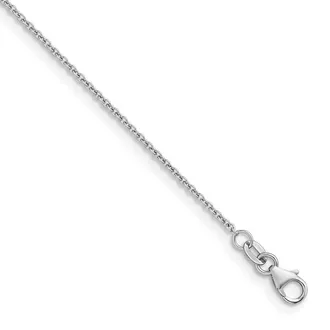 Diamond2Deal 18K White Gold Rhodium-plated Polished 1.5mm Solid Cable Chain Necklace