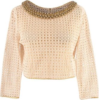 Ermanno Scervino Embellished Crochet Top Size M
