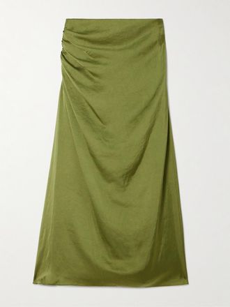 Theory Gonna Midi In Raso Con Arricciature - Verde