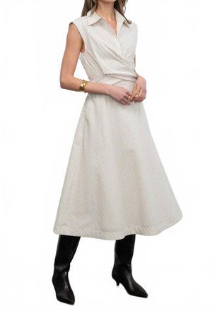 Greylin Lorena Stripe Shirt Collar Midi Dress In Multi