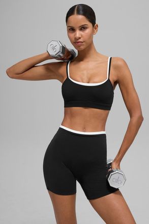 Alo | Airbrush Double Up Bra in Black/White, Size: Medium