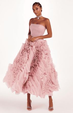 Milla A-Line Tulle Midi Formal Occasion Dress in Misty Rose at Nordstrom, Size 10