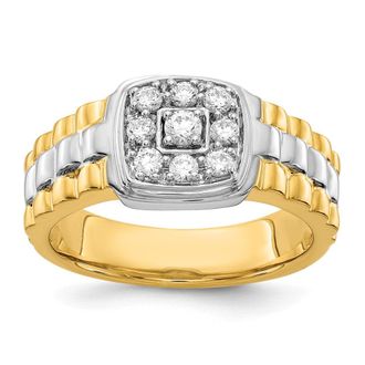 Diamond2Deal 14k Two-tone Lab Grown Diamond Wedding Band Ring 0.4Ct Clarity- VS Color- G-H