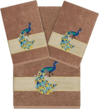 Linum Home Textiles 100% Turkish Cotton Penelope 3Pc Embellished Towel Set