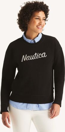 Nautica Womens Fleece Logo Crewneck Sweatshirt