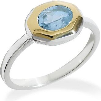 Tiramisu Silver Plated 0.90 Ct. Tw. Blue Topaz Solitaire Ring