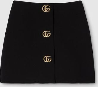 Gucci Cr&ecirc;pe Wool Skirt With Double G Button, Black, Ready-to-wear