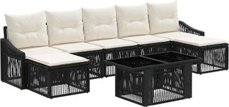 vidaXL Conjunto De Sof&aacute;s De Jard&iacute;n 8 Uds. Negro Y Blanco Crema Vidaxl