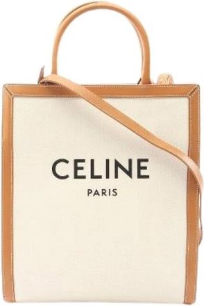 Celine Pre-owned Small Vertical Cabas Tote Bag - Dames - Vintage Shopper - Wit - ONE Size - Leer - Vintage