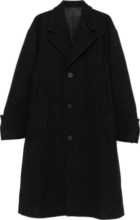 Wooyoungmi Classic Grey Wool and Angora Blend Coat with Three-Button Closure