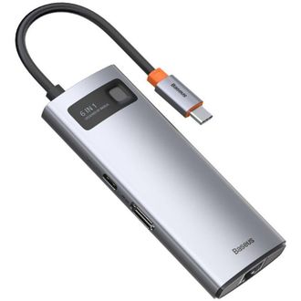 OEM Concentrador Usb Multifuncional 6 En 1 Usb-c Pd Hdmi 3x Usb 3.2 Rj45 Gris