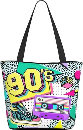 AOOEDM Retro 90s Geometric Ladies Shopping Bag 13x11x7in.The Perfect ValentineS Day Gift.It Is The Best ValentineS Day Gift For Mom, Daughter, Wife,Etc
