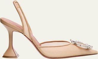 Amina Muaddi Begum Nylon Crystal Ornament Pumps