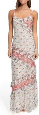 Agua Bendita Alana Lace & Ruffle Sleeveless Cover-Up Maxi Dress in White at Nordstrom, Size Medium