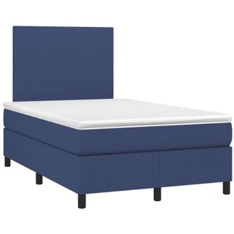 vidaXL Vidaxl - Cama Box Spring Con Colch&oacute;n Y Luces Led Tela Azul 120x190 Cm