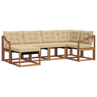 vidaXL Conjunto De Sof&aacute;s De Exterior Con Coj&iacute;n 6 Pcs Natural Y Beige Vidaxl
