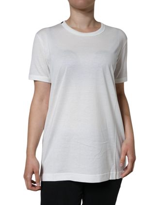 Dolce & Gabbana Womens White Cotton Crew Neck Short Sleeve T-Shirt