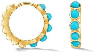 Dower & Hall Medium Azure Turquoise Huggie Hoops in Yellow Gold Vermeil at Nordstrom