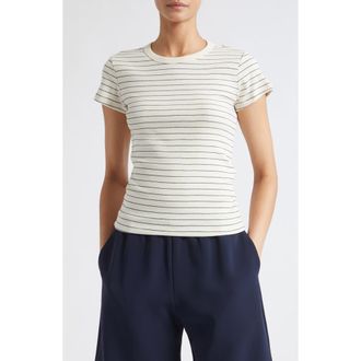 Leset Nando Stripe Cotton T-Shirt in Natural/midnight Stripe at Nordstrom, Size X-Large